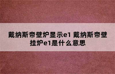 戴纳斯帝壁炉显示e1 戴纳斯帝壁挂炉e1是什么意思